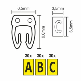 Kabelmarker-Clips McPower bedruckt mit Buchstaben Kabeldurchmesser bis 6mm