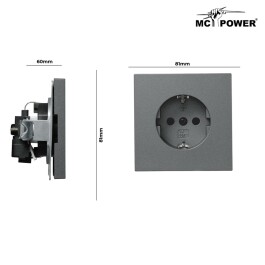 Schutzkontakt-Steckdose McPower Shallow 250V~/16A Steckanschluss anthrazit