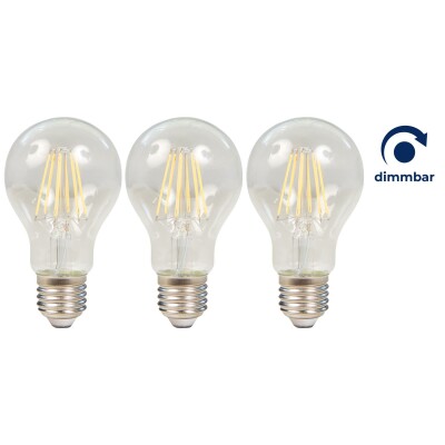 LED Filament Set McShine 3x Glühlampe E27 7.5W 800lm warmweiß klar dimmbar