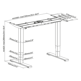 Tischgestell imstande business-b max. 125kg Breite 100-170cm Höhe 62-128cm