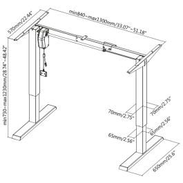 Tischgestell imstande smart-w max. 70kg Breite 84-130cm Höhe 73-123cm