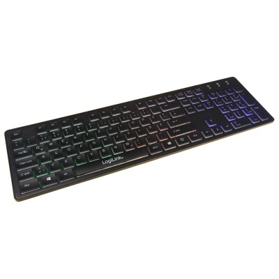 Tastatur Rainbow LogiLink beleuchtet schwarz USB