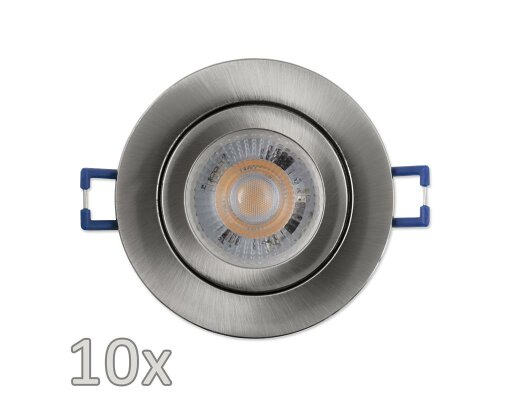 Einbauleuchten-Set McShine 10xRahmen,10x LED-Modul 5W 400lm 230V Edelstahl,