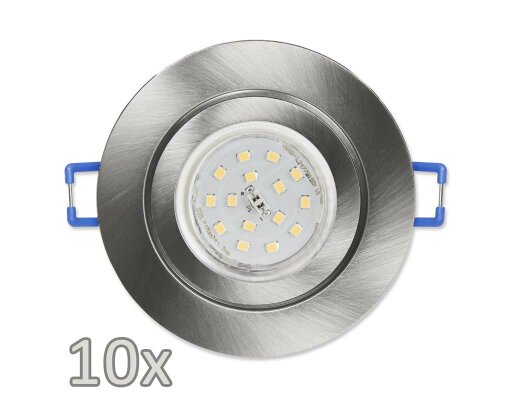 Einbauleuchten-Set McShine 10xRahmen 10xLED-Strahler,Edelstahl 5W,500lm IP44