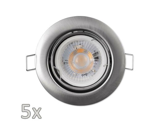 Einbauleuchten-Set McShine 5xRahmen 5xLED-Modul 5W 400lm 230V Edelstahl