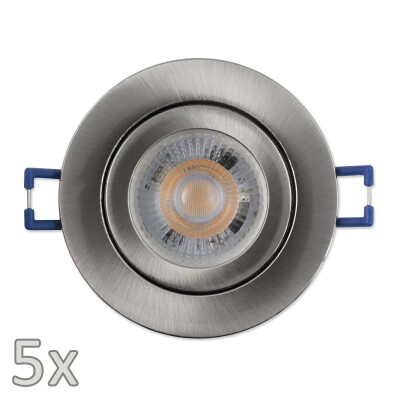 Einbauleuchten-Set McShine 5xRahmen 5xLED-Modul 5W 400lm 230V Edelstahl