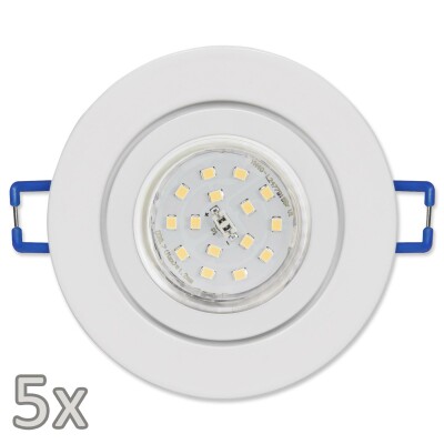 Einbauleuchten-Set McShine 5xRahmen 5xLED-Strahler GU10 5W 500lm weiß,IP44