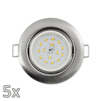 Einbauleuchten-Set McShine 5xRahmen 5xLED-Strahler 5W 400lm 230V Edelstahl