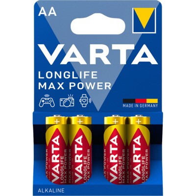 Mignon-Batterie VARTA Longlife Max Power Alkaline Typ AA LR06 1,5V 4-Pack