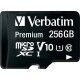 Micro SDHC Card Verbatim 256GB Speicherkapazität inkl. Adapter Class 10