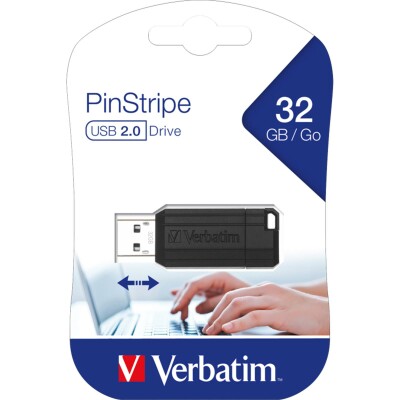 USB 2.0 Stick Verbatim 32GB Speicher PinStripe Schiebemechanismus