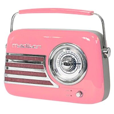 Tragbares Nostalgie Radio FREESOUND-VR40P mit Bluetooth USB & FM 30W pink