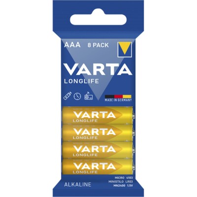 Micro-Batterie VARTA Longlife Alkaline Typ AAA LR06 1,5V 8er Pack