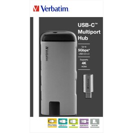 USB-C Multiport-Hub von Verbatim USB 3.0 HDMI SD Ethernet 15cm Kabel