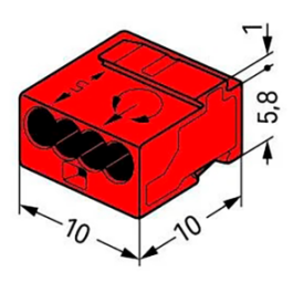 MICRO-Verbindungsdosenklemme WAGO eindrähtige Leiter Ø0,8mm 4 Klemmstellen