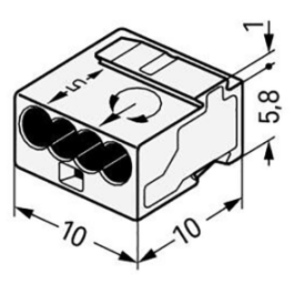 MICRO-Verbindungsdosenklemme WAGO eindrähtige Leiter Ø0,8mm 4 Klemmstellen