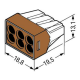 Verbindungsdosenklemme WAGO eindrähtige Leiter 6 Klemmstellen max. 4mm²,braun