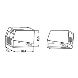 2-Leiter-Leuchtenklemme WAGO für eindrähtige Leiter 3 Klemmstellen weiß