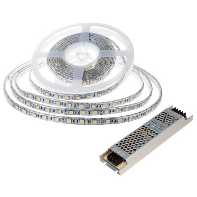 LED-Stripe SET 60LED/m 1000lm/m 10,8W/m warmweiß 5m Rolle 100W Trafo