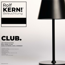 LED-Tischleuchte ROLF KERN „Club“ 25cm schwarz Akku dimmbar