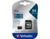 Micro SDXC Card Verbatim PRO 64GB U3 inkl. SD-Adapter