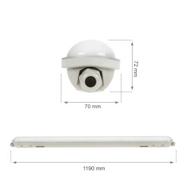 LED-Feuchtraumleuchte 120cm 38W 6600lm 6000K IP65 IK10