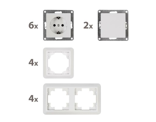 Schalter und Steckdosen Set McPower Cup Starter 16-teilig weiß