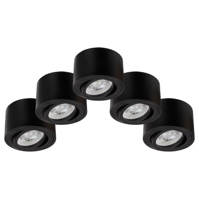 LED-Aufbauleuchte McShine 5W 400Lumen 3000K ØxH 80x50mm schwarz 5er-Pack