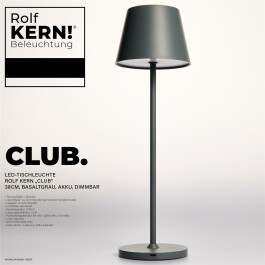 LED-Tischleuchte ROLF KERN „Club“ 38cm Basaltgrau Akku dimmbar