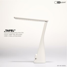 LED-Schreibtischleuchte EINLICHT Tafel 5W dimmbar USB-C Akku schwenkbar