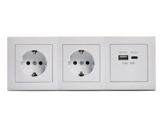 Steckdosenblock McPower Flair Aufbau 2-fach Schutzkontakt + 2x USB A+C