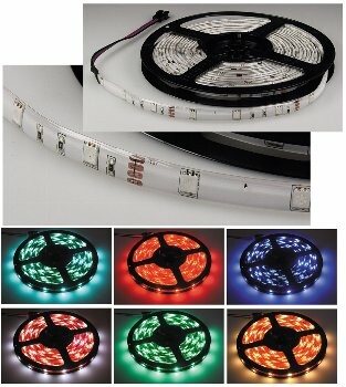 LED-Stripe RGB 1m lang 30 LEDs 12V 6,5W IP44 weiße Platine