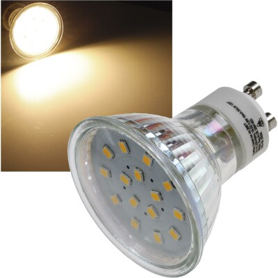 LED Strahler GU10 H10 SMD 15 SMD LEDs 3000k 50lm 120° 230V/0,8W warmweiß