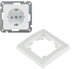 DELPHI Schutzkontakt-Steckdose UP weiß 250V~/ 16A inkl. Rahmen Steckanschluss