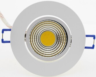 LED-Einbauleuchte COB-5 5W 420lm ALU 3000K 95° Ø85xT47mm Rahmen weiß