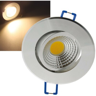 LED-Einbauleuchte COB-3 3W 250lm ALU 3000K 95° Ø85xT47mm Rahmen chrom