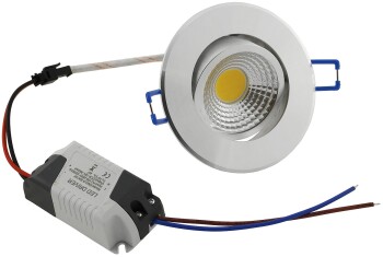 LED-Einbauleuchte COB-3 3W 250lm ALU 3000K 95° Ø85xT47mm Rahmen chrom