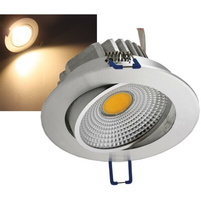 LED-Einbauleuchte COB-7 7W 550lm ALU 3000K 75° Ø109xT47mm,Rahmen chrom