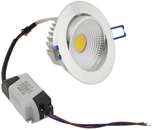 LED-Einbauleuchte COB-7 7W 550lm ALU 3000K 75° Ø109xT47mm,Rahmen chrom