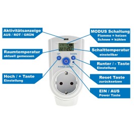 Steckdosen-Thermostat ST-35 digi max. 3500W 5-30°C EIN/AUS/AUTO 230V