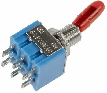 Miniatur Kippschalter 2x EIN/EIN 12V/3A Lötösen 6-Pin Gewinde Ø 6mm