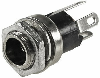 Einbaubuchse für 2,1/5,5mm Hohlstecker max. 12V DC / 3A Ø 10mm Lötanschluss