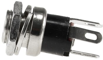 Einbaubuchse für 2,1/5,5mm Hohlstecker max. 12V DC / 3A Ø 10mm Lötanschluss