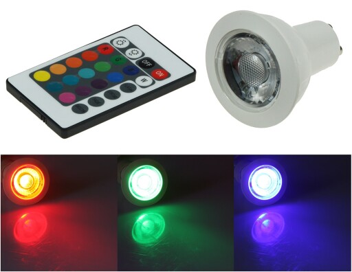 LED Strahler GU10 RGB mit Fernbedienung 3W Abstrahlwinkel 170°