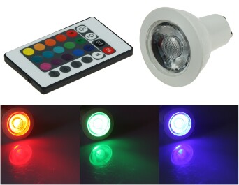 LED Strahler GU10 RGB mit Fernbedienung 3W Abstrahlwinkel...