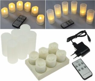 LED Kerzen mit IR-Fernbedienung 6er-Set Ladestation +...