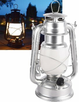 LED Camping Laterne CT-CL Silver ØxH 12x23,5cm 4x AA warmweiß dimmbar