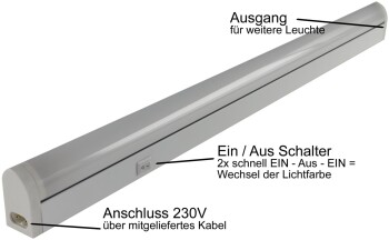 LED Unterbauleuchte CT-LSW 56 56cm 913lm 8 Watt 2700K + 4000k schaltbar