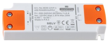 LED-Trafo CT-SL20 SlimLine 0,5-20W Ein 180-264V Aus 12V= Konstantspannung