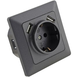 MILOS Schutzkontakt-Steckdose Anthrazit 250V~/ 16A UP 2x USB Buchse je 5V/1A